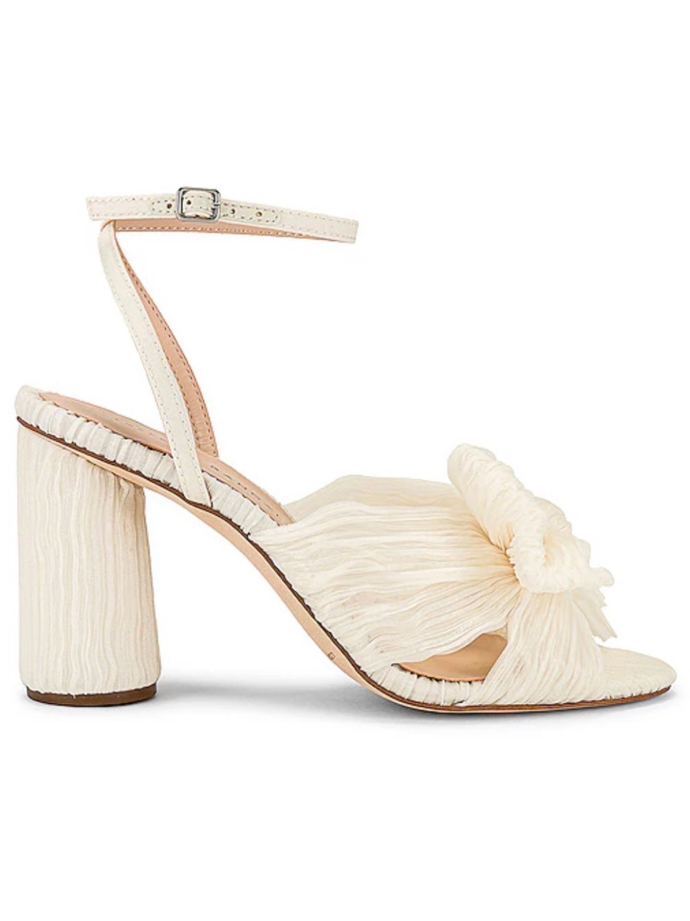 Loeffler Randall Camellia Pleated Bow Heel in Vegan Pearl